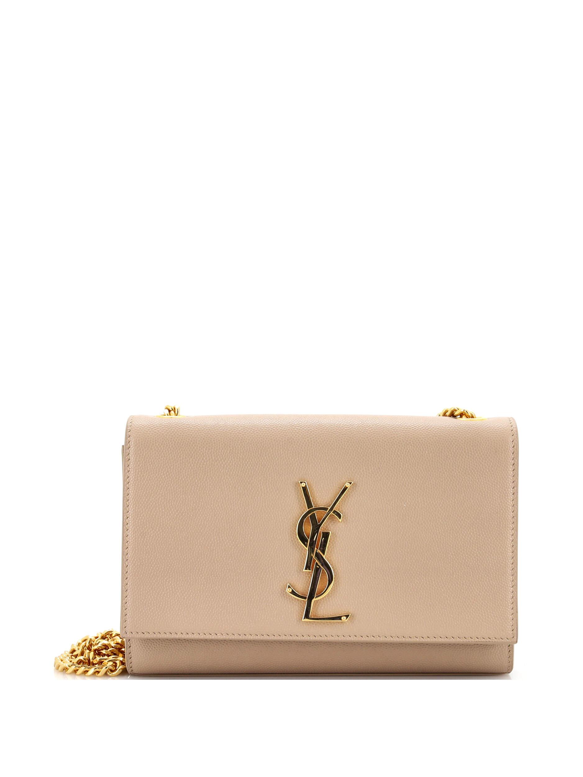 Saint Laurent 100 Leather Tan Classic Monogram Crossbody Bag Grainy