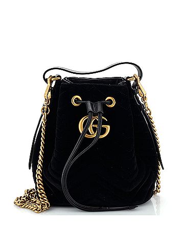 Gucci marmont bucket hot sale bag velvet