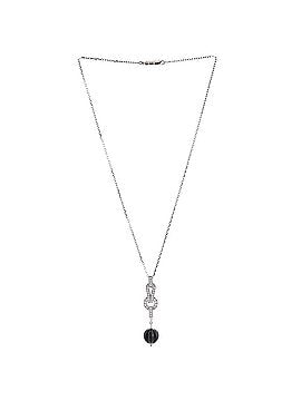 Cartier Agrafe Drop Pendant Necklace 18K White Gold with Diamonds, Onyx, and Rubelite (view 2)