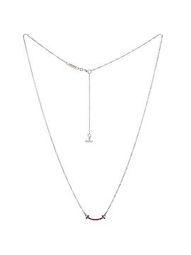 Tiffany & Co. T Smile Pendant Necklace 18K White Gold with Pink Sapphires Mini (view 2)