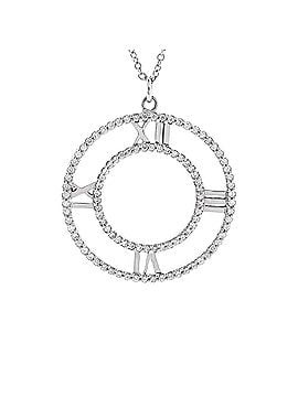 Tiffany & Co. Atlas Open Medallion Pendant Necklace 18K White Gold with Pave Diamonds Large (view 1)