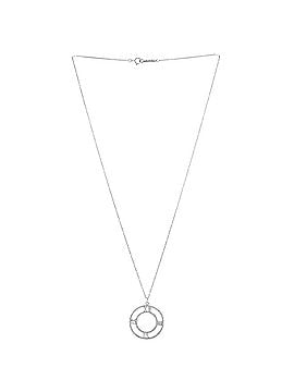 Tiffany & Co. Atlas Open Medallion Pendant Necklace 18K White Gold with Pave Diamonds Large (view 2)