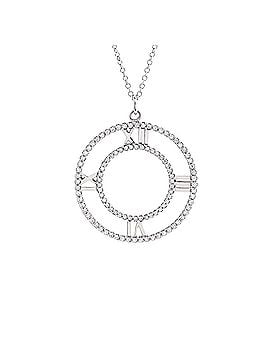 Tiffany & Co. Atlas Open Medallion Pendant Necklace 18K White Gold with Pave Diamonds Large (view 1)
