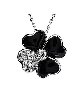 Van Cleef & Arpels Cosmos Clip Pendant Necklace 18K White Gold with Onyx and Diamonds Medium (view 1)