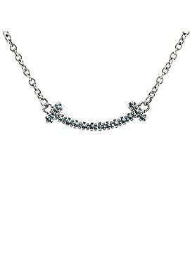 Tiffany & Co. T Smile Pendant Necklace 18K White Gold with Blue Topaz Mini (view 1)