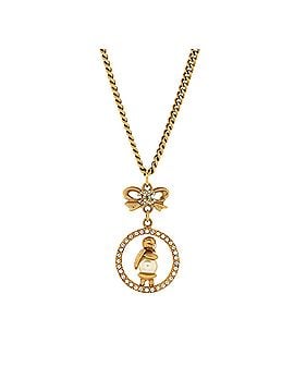 Chanel CC Bow Animal in Round Drop Pendant Necklace Metal with Crystals and Faux Pearl (view 1)