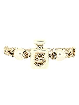 Chanel CC No.5 Perfume Bottle Chain Bracelet Metal and Resin with Faux Pearls and Crystals (view 1)