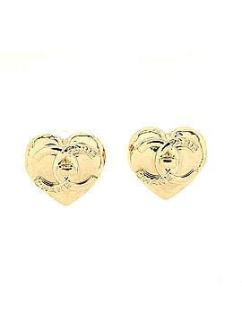 Chanel CC Turnlock Heart Stud Earrings Metal (view 1)