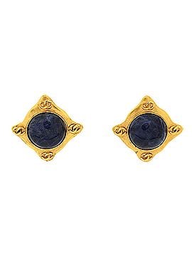 Chanel Vintage CC Square Clip-On Earrings Metal and Stone (view 1)