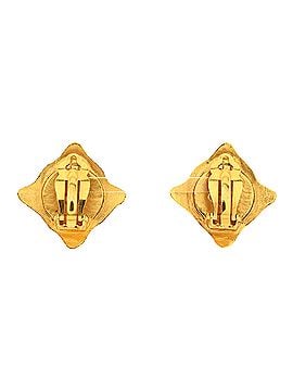 Chanel Vintage CC Square Clip-On Earrings Metal and Stone (view 2)