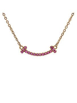 Tiffany & Co. T Smile Pendant Necklace 18K Rose Gold with Pink Sapphires Mini (view 1)