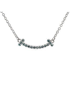 Tiffany & Co. T Smile Pendant Necklace 18K White Gold with Blue Topaz Mini (view 1)