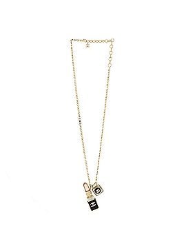 Chanel CC Lipstick Charm Pendant Necklace Metal with Resin and Crystals (view 1)