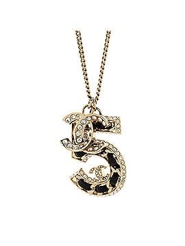 Chanel CC No.5 Woven Chain Pendant Necklace Metal with Leather and Crystals (view 1)