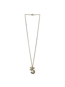 Chanel CC No.5 Woven Chain Pendant Necklace Metal with Leather and Crystals (view 2)