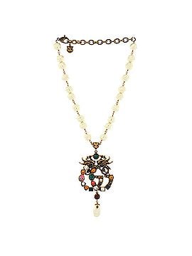 Gucci GG Animalier Pendant Choker Necklace Metal with Faux Pearls and Crystals (view 2)