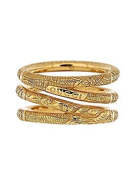 Gucci Ouroboros Kingsnake Three Band Ring 18K Yellow Gold with Diamonds (view 2)