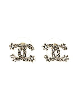 Chanel CC Stud Earrings Metal with Crystals (view 1)