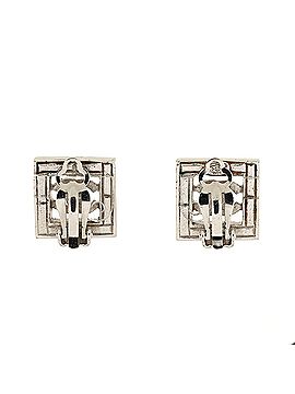 Chanel CC Square Clip On Earrings Metal and Crystals (view 2)
