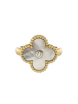 Van Cleef & Arpels Vintage Alhambra Ring 18K Yellow Gold with Mother of Pearl and Diamond (view 1)