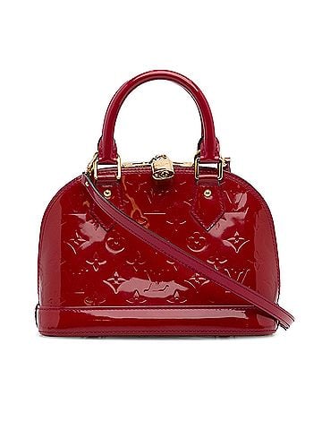 Louis Vuitton 100 Leather Red Monogram Vernis Alma BB One Size