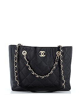 Chanel CC Trapezoid Chain Shopping Tote Quilted Caviar Small (view 1)