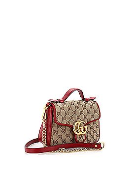 Gucci GG Marmont Top Handle Flap Bag Diagonal Quilted GG Canvas Mini (view 2)