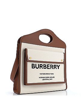 Burberry Logo Pocket Tote Canvas with Leather Medium (view 2)