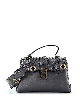 Bottega Veneta Piazza Top Handle Bag Leather with Intrecciato and Eyelet Detail Small (view 1)