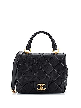 Chanel Square Top Handle Flap Bag Quilted Shiny Caviar Mini (view 1)
