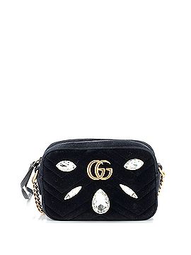 Gucci GG Marmont Shoulder Bag Crystal Embellished Matelasse Velvet Mini (view 1)