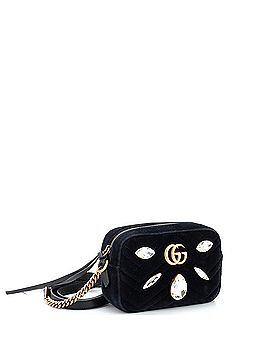 Gucci GG Marmont Shoulder Bag Crystal Embellished Matelasse Velvet Mini (view 2)