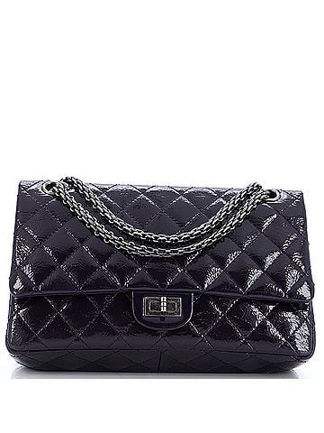 Chanel 100 Patent Leather Purple Reissue 2.55 Flap Bag Quilted