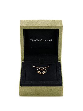 Van Cleef & Arpels Vintage Alhambra Pendant Necklace 18K Rose Gold and Onyx with Diamond (view 2)