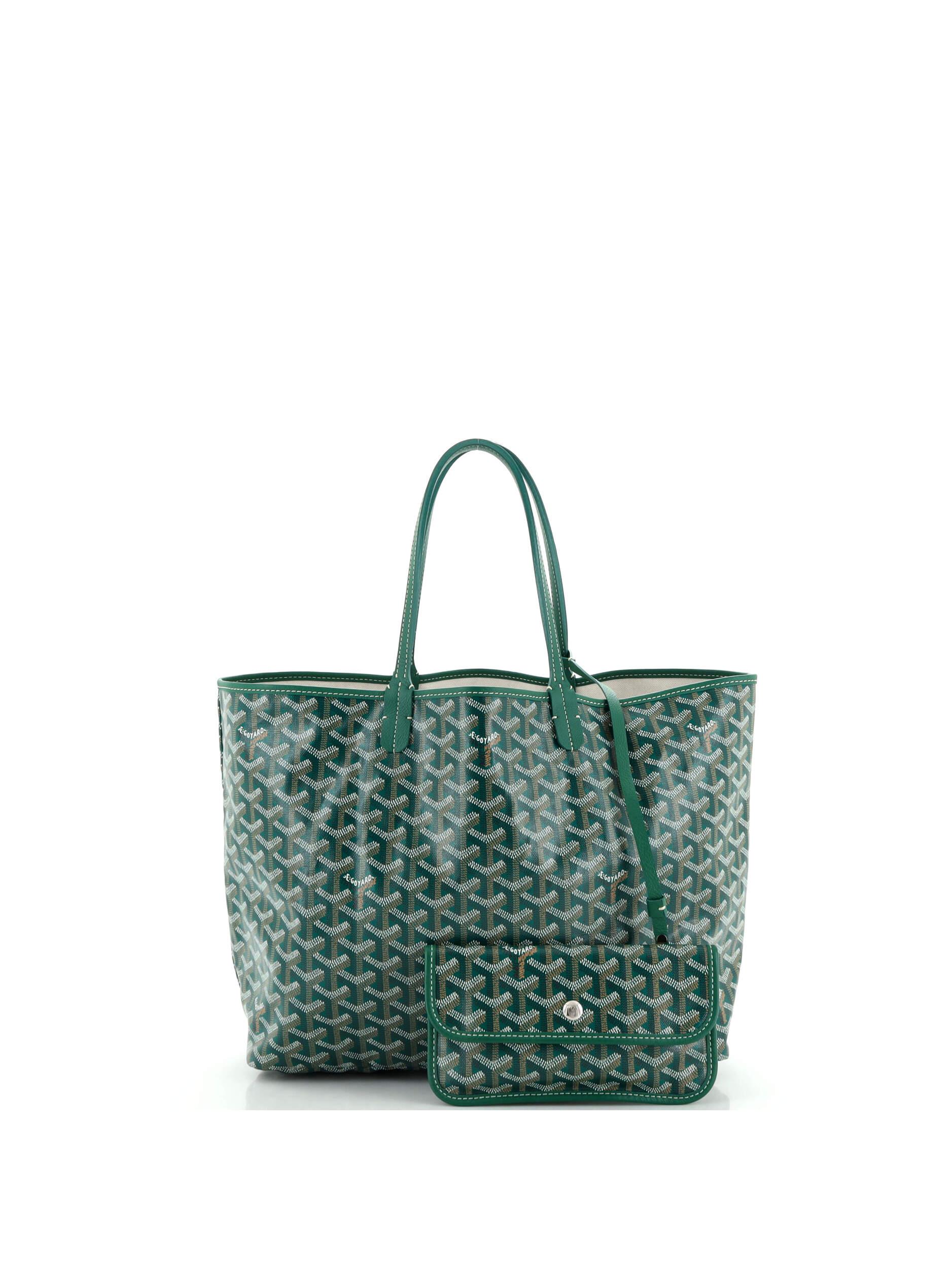 Goyard 100 Coatead Canvas Green Saint Louis Tote Coated Canvas PM