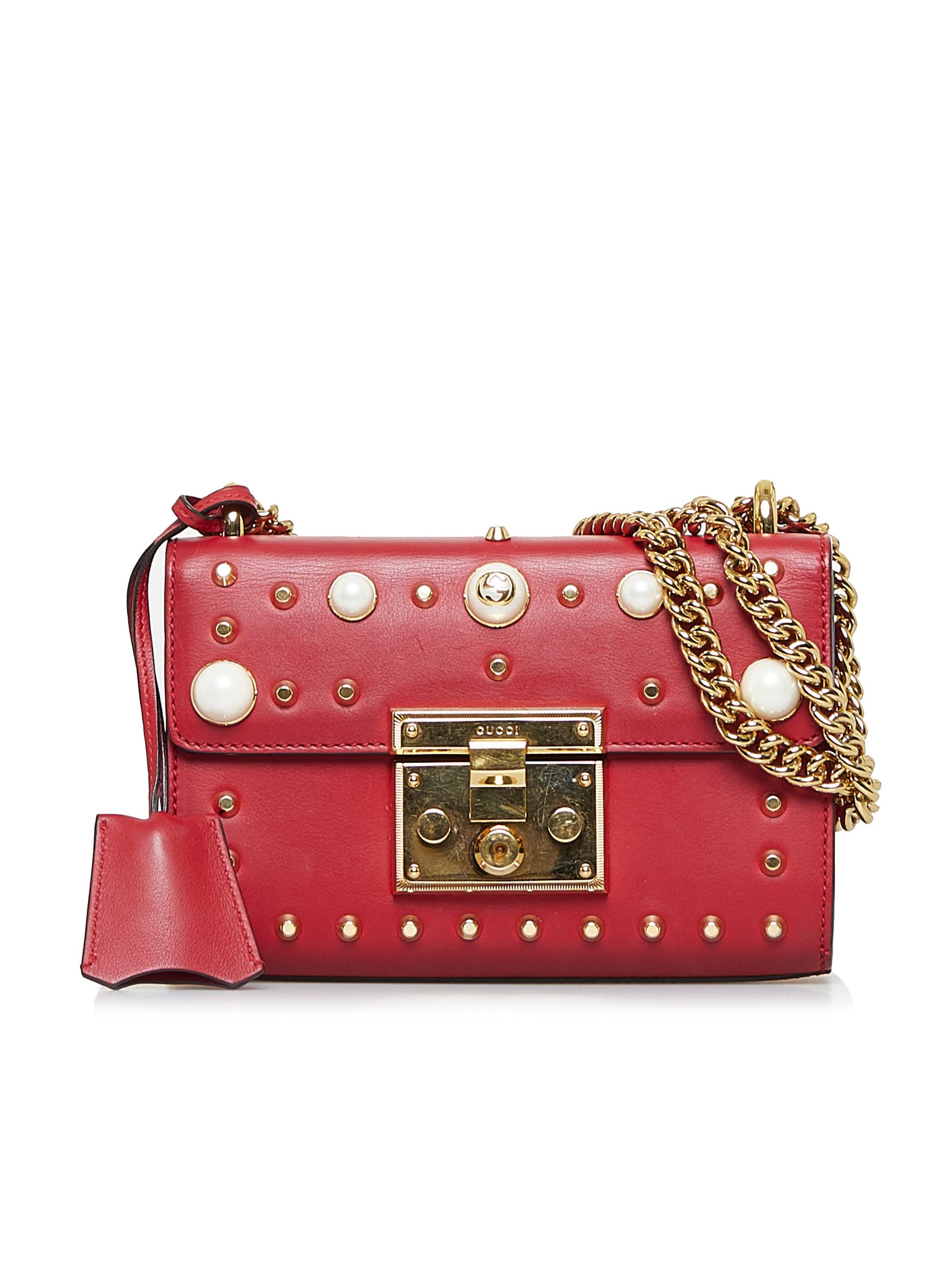 Gucci 100 Leather Red Pearl Studded Padlock One Size 45 off