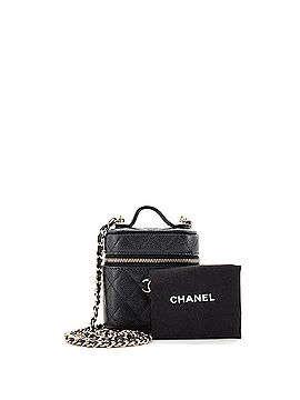 Chanel Handle with Care Vanity Case with Chain Quilted Caviar (view 2)