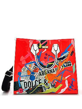 Dolce & Gabbana Abstract Convertible Open Tote Printed Polyurethane and Leather (view 1)