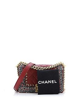 Chanel Jacket Boy Flap Bag Quilted Lambskin with Tweed Small (view 2)