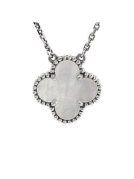 Van Cleef & Arpels Vintage Alhambra Pendant Necklace 18K White Gold and Mother of Pearl (view 1)