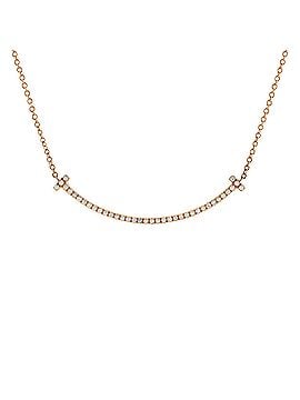 Tiffany & Co. T Smile Pendant Necklace 18K Rose Gold with Diamonds Small (view 1)