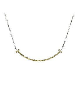 Tiffany & Co. T Smile Pendant Necklace 18K White Gold with Yellow Sapphires Small (view 1)