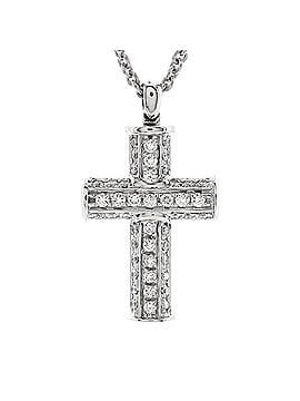 Bvlgari Latin Cross Pendant Necklace 18K White Gold with Diamonds (view 1)