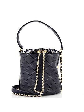 Chanel CC Drawstring Bucket Crossbody Bag Quilted Calfskin with Tweed Small (view 1)
