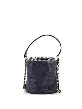 Chanel CC Drawstring Bucket Crossbody Bag Quilted Calfskin with Tweed Small (view 2)