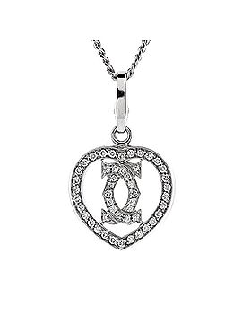 Cartier 2C Heart Necklace 18K White Gold with Diamonds (view 1)