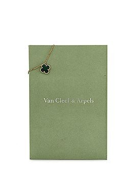 Van Cleef & Arpels Vintage Alhambra Pendant Necklace 18K Yellow Gold and Malachite (view 2)