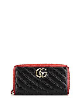 Gucci GG Marmont Zip Around Wallet Diagonal Quilted Leather (view 1)