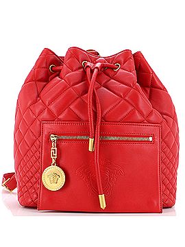 Versace Medusa Tribute Drawstring Backpack Quilted Leather Medium (view 1)