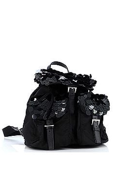 Prada Double Pocket Drawstring Backpack Tessuto with Paillettes (view 2)